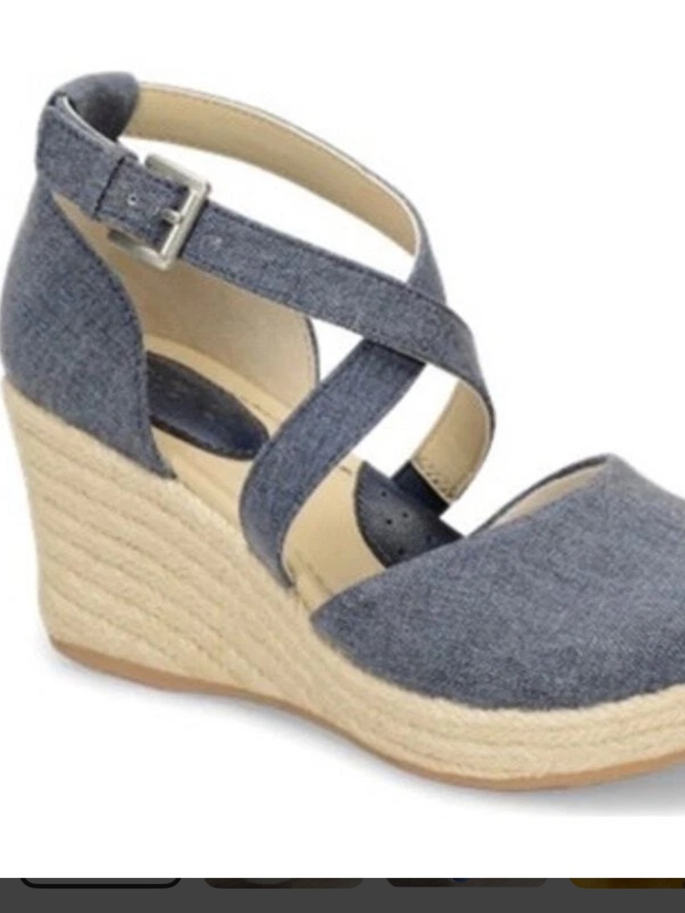 BOC by Born Espadrilles Blue Fabric Upper, Cross Front Ankle Strap size 9